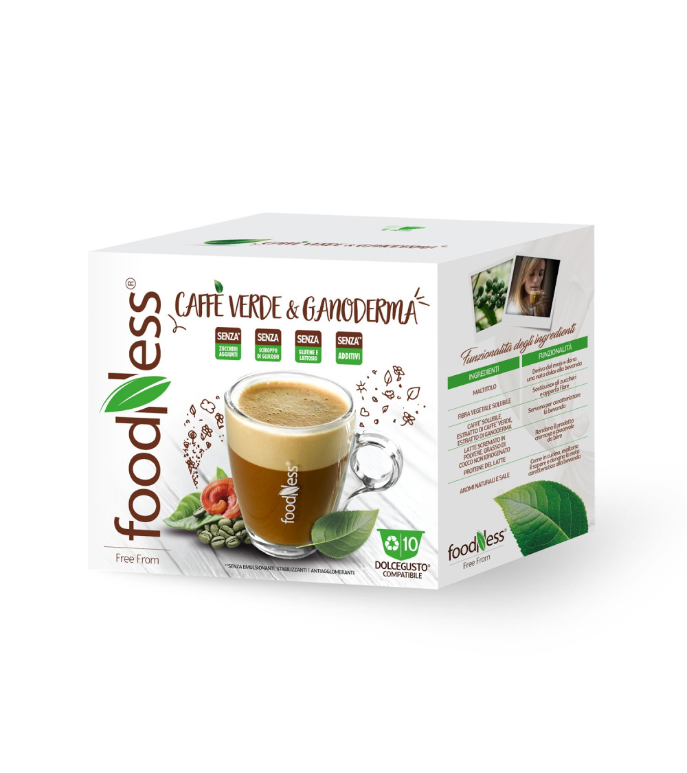 Capsule Compatibili Dolce Gusto, Caffè Verde & Ganoderma Foodnees Capsule Compatibili Dolce Gusto, Caffè Verde & Ganoderma Foodnees