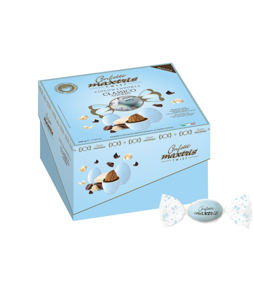 Confetti azzurri Maxtris al cioccolato Confetti azzurri Maxtris al cioccolato