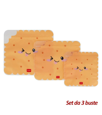 Set 3 Buste Porta Pranzo Riutilizzabili, Cookie