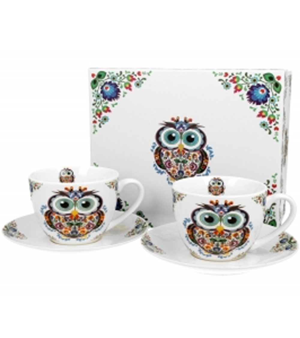 Tazze Cappuccino con piattino "Gufo"  in Gift Box 2pz