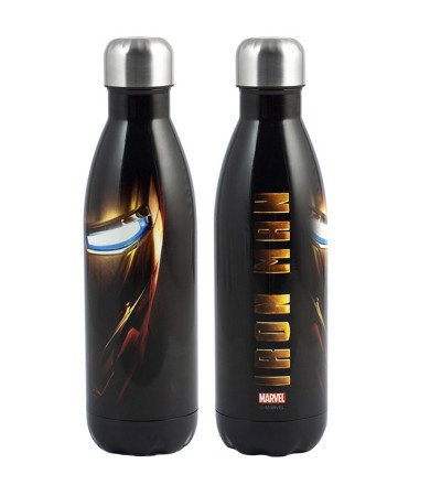 Borraccia Termica Disney in Acciaio Inox Iron Man nera, 500 ml