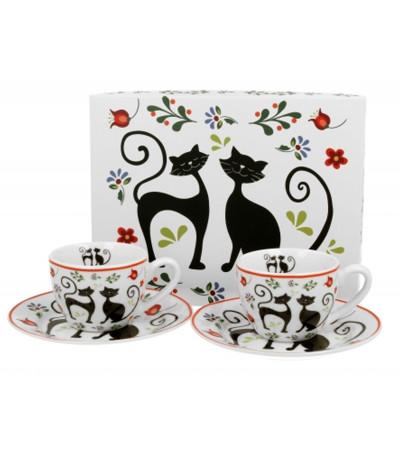 Tazzine da caffè in porcellana, Gatti innamorati