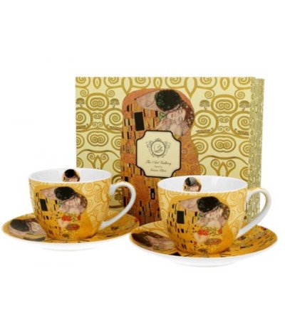 Set 2 Mug Con Piattino "Il Bacio" Klimt