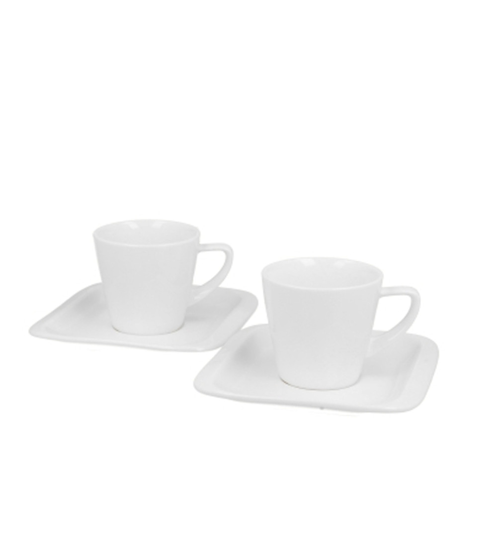 Tazzine Caffè con piattino Porcellana Bianca 2pz