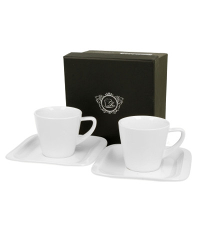 Tazzine Caffè con piattino Porcellana Bianca 2pz