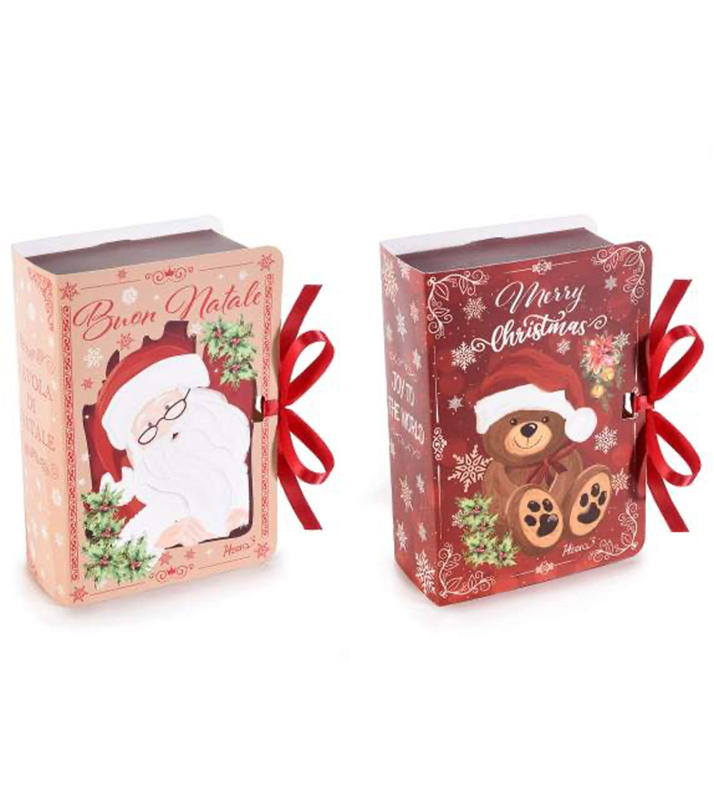 Scatola Libro in carta  Favola di Natale  con Nastro di chiusura