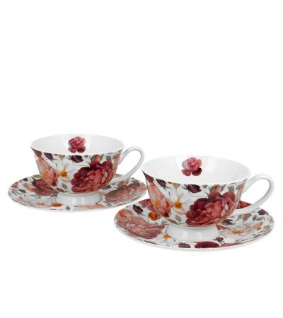 Set 2 Mugs In Porcellana Rose Primaverili Confezione Regalo 250 Ml