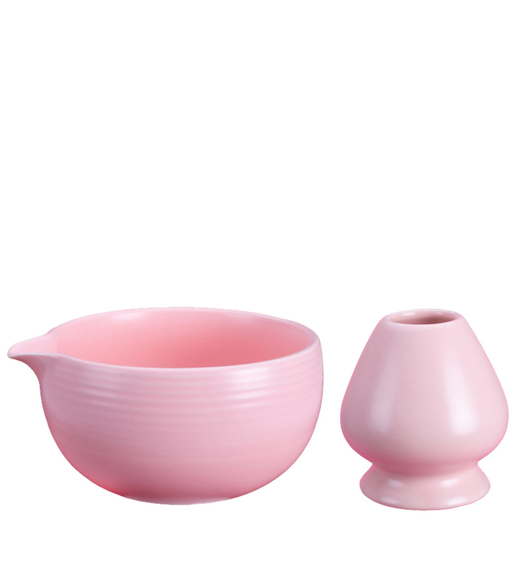 Set Matcha Tazza Con Beccuccio 450 Ml + Porta Frustino Ceramica Rosa Set Matcha Tazza Con Beccuccio 450 Ml + Porta Frustino Ceramica Rosa