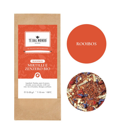 Tè Rooibos Ribes Rossi & Zenzero Busta da 1 Kg + 15 Etichette