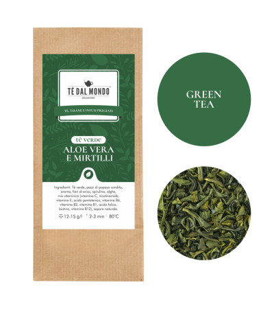 Tè Verde ALOE VERA e MIRTILLI Busta da 1 Kg + 15 Etichette