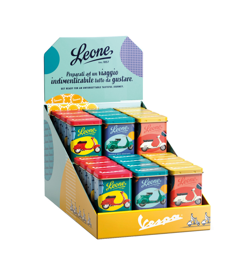 Espositore Pastiglie Leone 24 Lattine Assortite  Vespa  30g