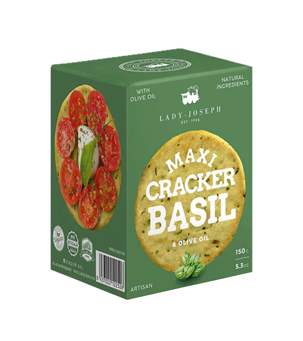 Lady J. Maxi Crackers Artigianali al Basilico 150 gr Lady J. Maxi Crackers Artigianali al Basilico 150 gr