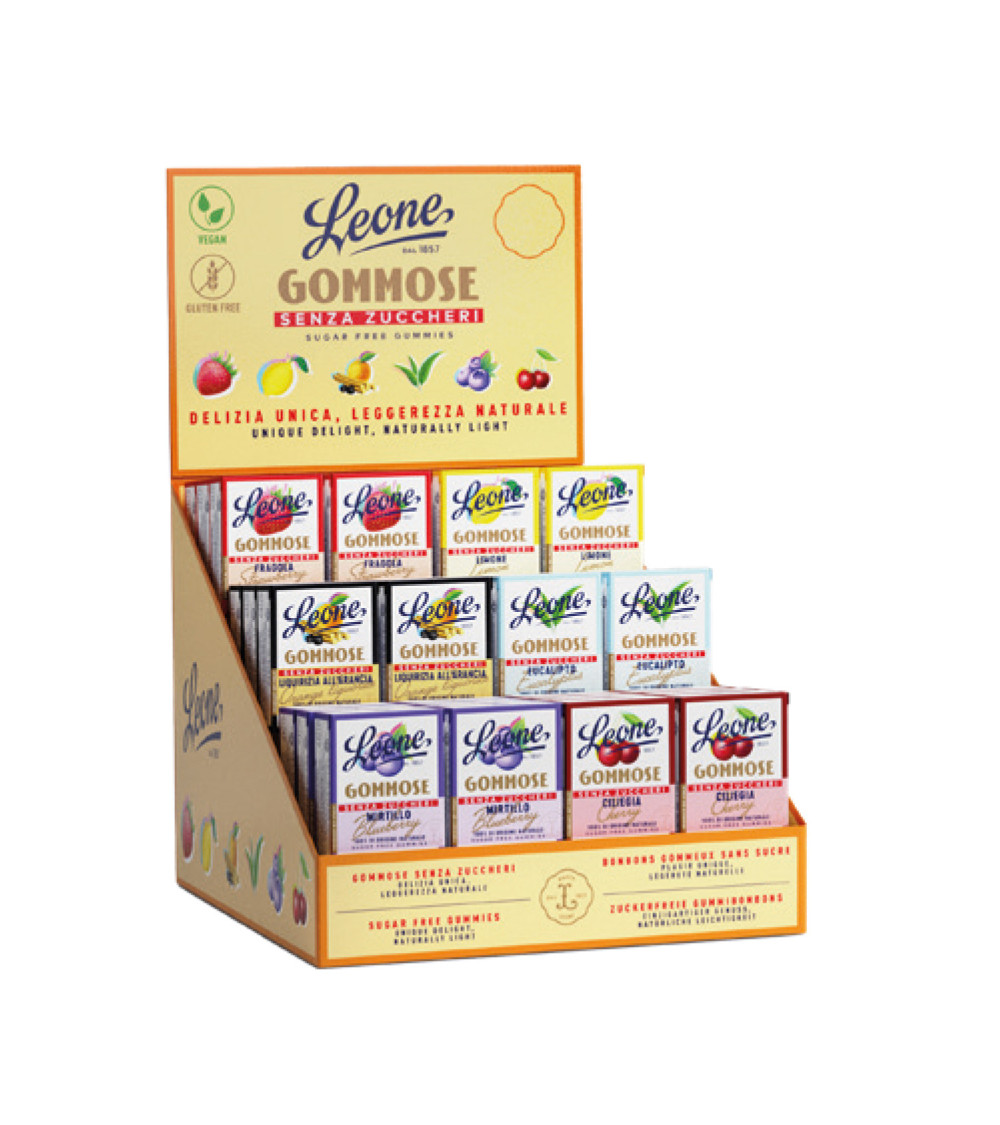 Expo Leone Gommose Assortite Senza Zucchero Vegane-Gluten Free 36pz Expo Leone Gommose Assortite Senza Zucchero Vegane-Gluten Free 36pz