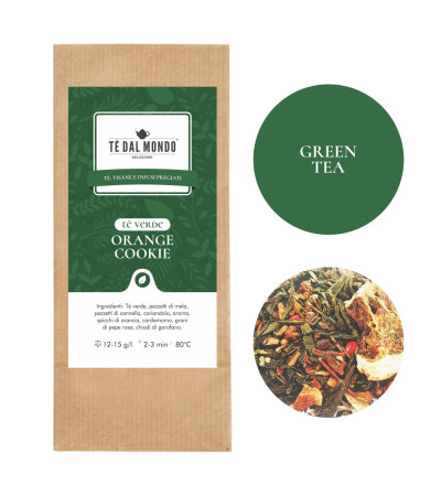 Tè Verde SENCHA ORANGE COOKIE Busta da 1 Kg + 15 Etichette