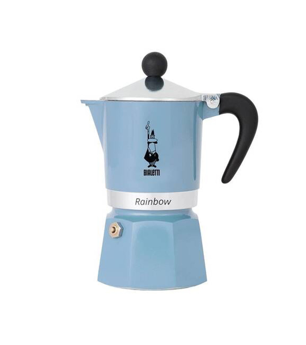 Moka Bialetti Rainbow Romantic Wild 3 Tazze Light Blue Moka Bialetti Rainbow Romantic Wild 3 Tazze Light Blue