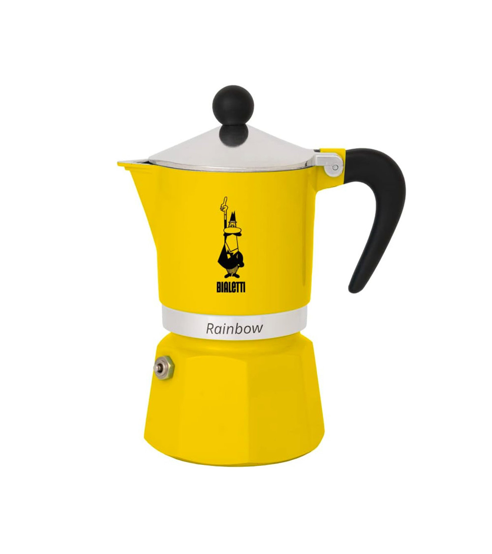Moka Bialetti Rainbow Romantic Wild 3 Tazze Gialla Moka Bialetti Rainbow Romantic Wild 3 Tazze Gialla
