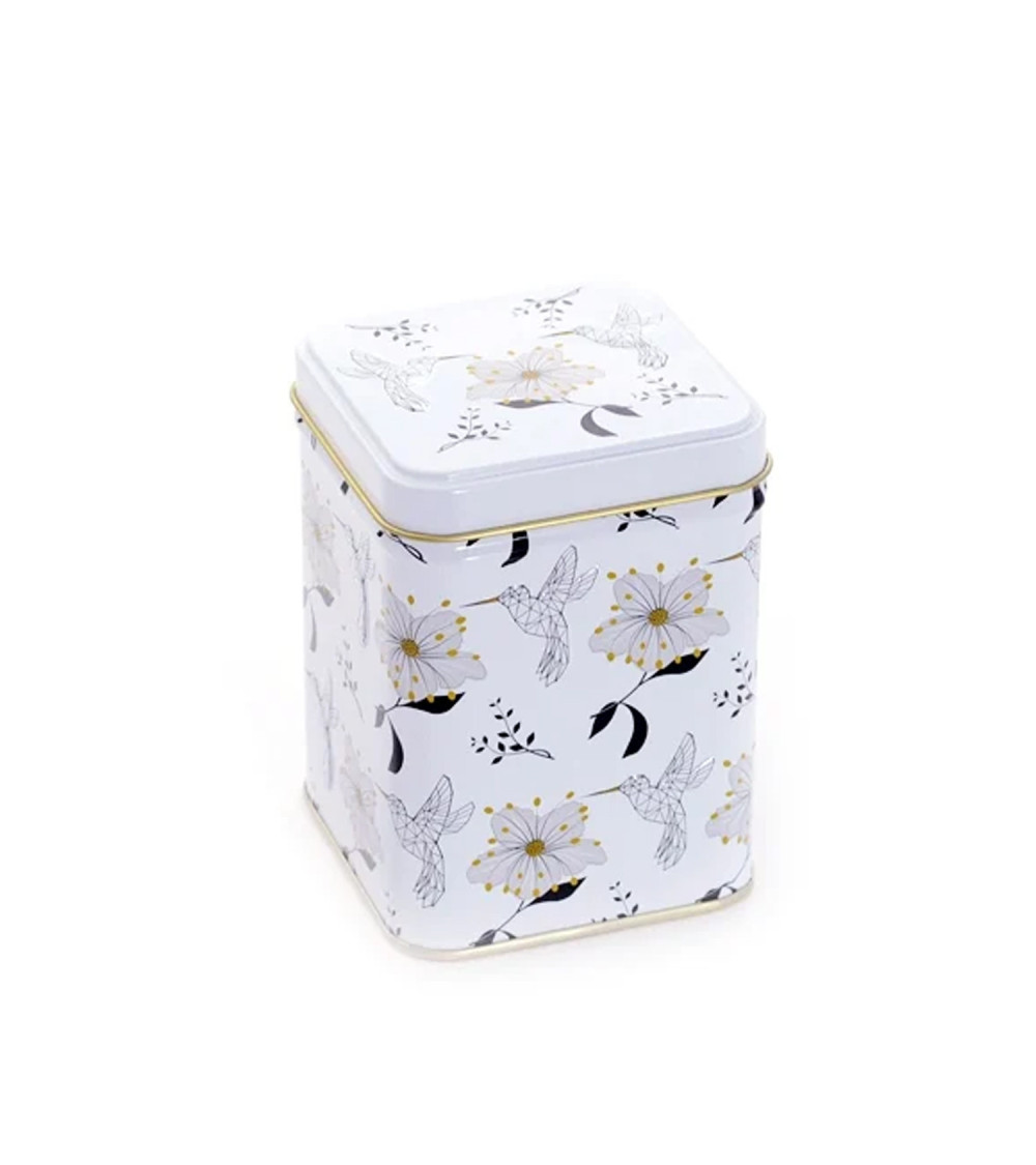Barattolo Da Tè Fiori Nero Su Bianco 100 gr Barattolo Da Tè Fiori Nero Su Bianco 100 gr