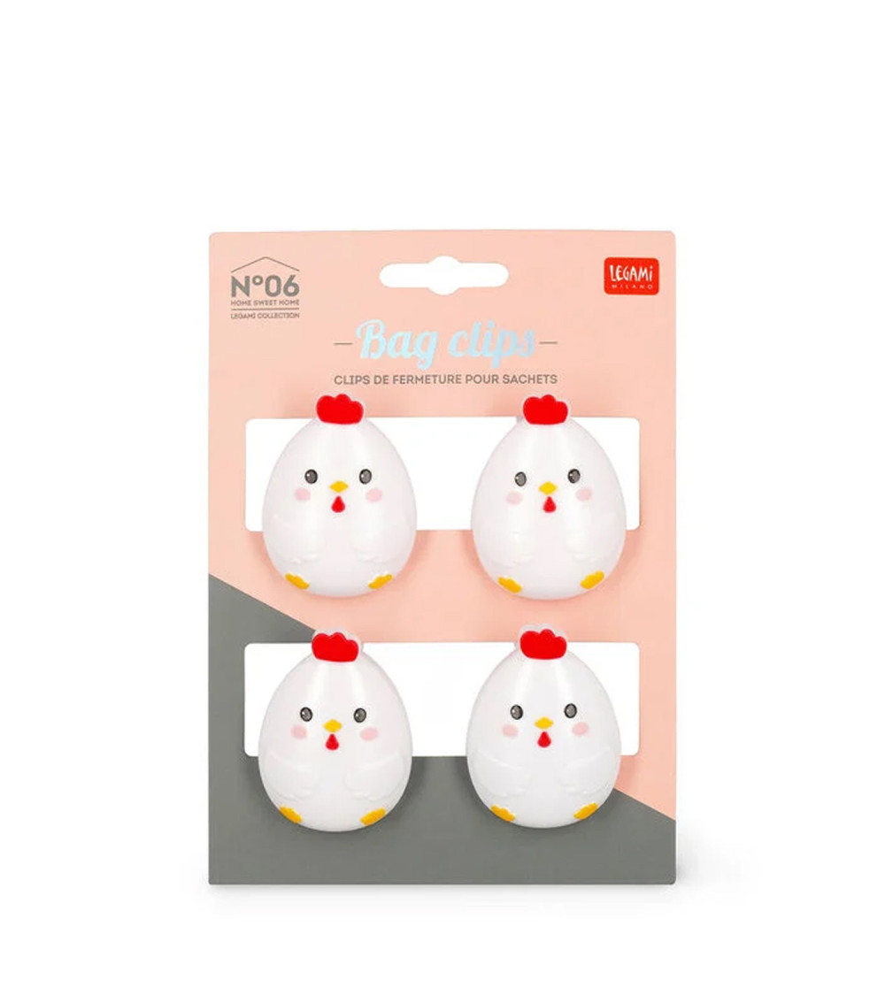 Legami Set di 4 Clip Chiudi Busta Gallina Legami Set di 4 Clip Chiudi Busta Gallina