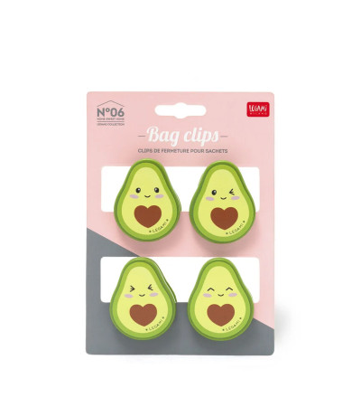 Legami Set di 4 Clip chiudi busta  Avocado