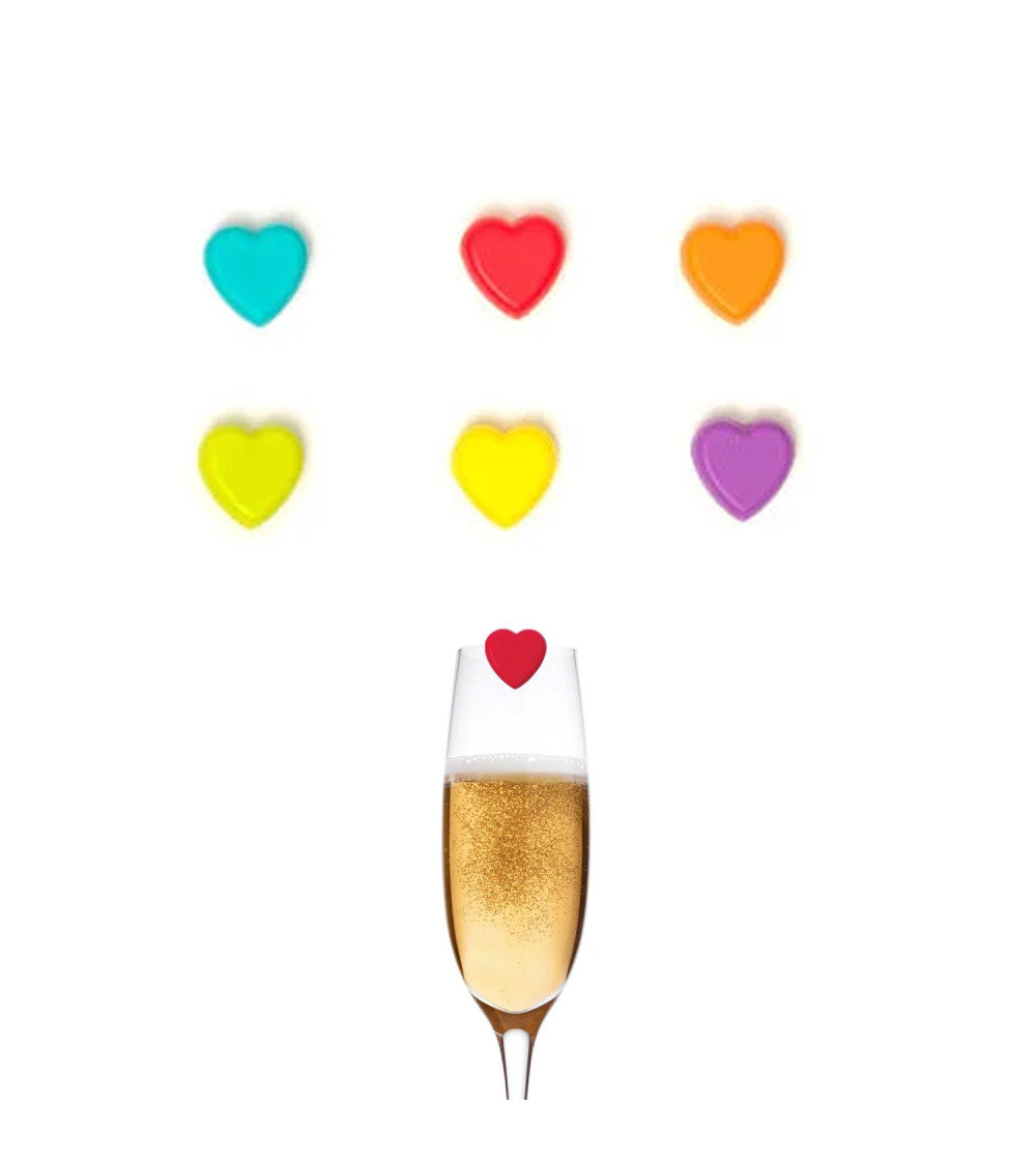 Legami Set di 6 Segnabicchieri - Cuori Colorati - Legami Set di 6 Segnabicchieri - Cuori Colorati -