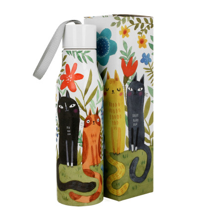 Bottiglia Termica Gatti In Posa 24H Caldo BPA Free 500 Ml