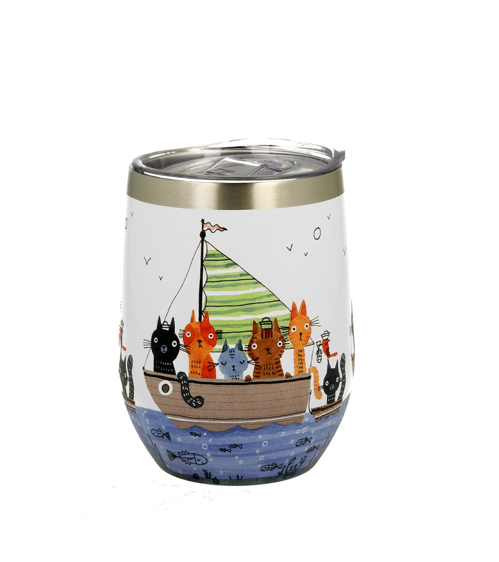 Bicchiere Termico Gatti Viaggiatori 6H Caldo BPA Free 350 Ml Bicchiere Termico Gatti Viaggiatori 6H Caldo BPA Free 350 Ml