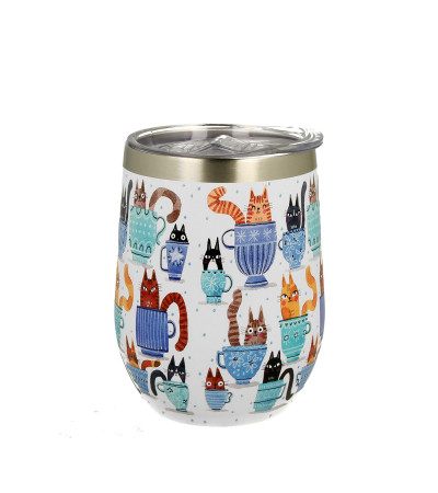 Bicchiere Termico Gatti In Tazza 6H Caldo BPA Free 350 Ml