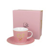 Mug Con Piattino Rosa Cuore D'Oro 250 Ml - Gift Box