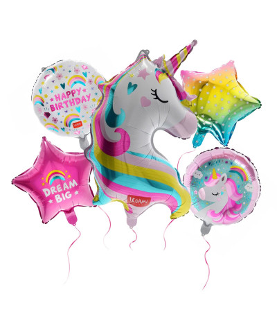 Set di 5 Palloncini per Festa di Compleanno - Let's Party  Unicorno