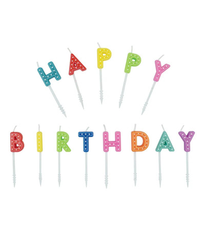 Candeline con Supporto in Plastica Multicolor Happy Birthday