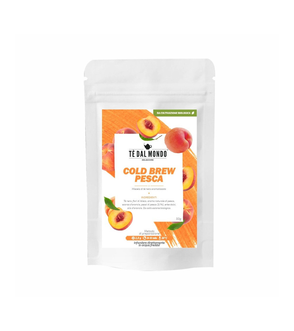 Cold Brew Tè Nero alla Pesca 50gr in Doypack Bianca