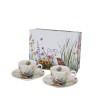 Tazzine Caffè con piattino  July  linea Fiori Classici Gift Box 2pz