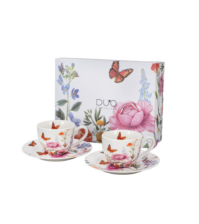 Tazzine Caffè con piattino  Summer  Fiori Classici Gift Box 2pz