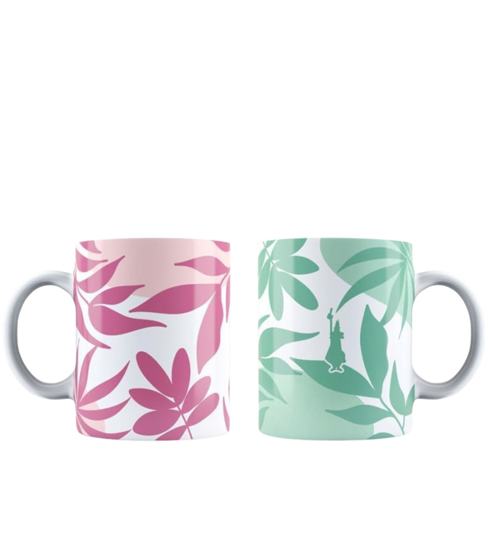 Bialetti Set 2 Mug Foglia Rosa/Verde in Porcellana Bialetti Set 2 Mug Foglia Rosa/Verde in Porcellana