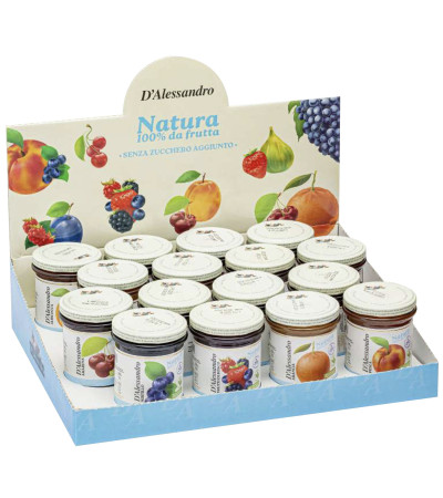 Espositore 16 Barattoli Misti Conserve Senza Zucchero Aggiunto 230gr