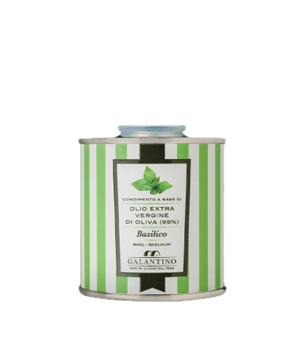 Condimento Olio EXV aromatizzato al Basilico Lattina 100ml Condimento Olio EXV aromatizzato al Basilico Lattina 100ml