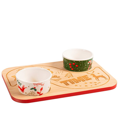 Set 2 Coppette Xmas Pcl con base in Bambù 28x20 Gift Box